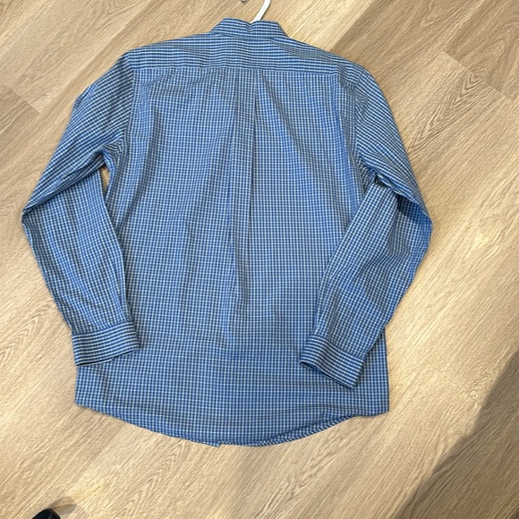L.L. BEAN Blue & White plaid Button Down Dress Shirt Men's Size L 16-36 - Picture 2 of 3